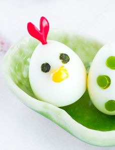 How to Make Chicken Eggs - Get the recipe, plus 3 other easy egg decorating ideas, at www.loveatfirstbento.com