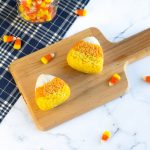 Candy Corn Onigiri (Rice Balls) - Easily transform your kid's bento box into a fun-filled Halloween lunch with these fun & festive onigiri! Find out how to make these 100% naturally colored rice balls with step-by-step instructions + video tutorial. A great, healthy alternative to regular Halloween candy! | loveatfirstbento.com [vegetarian, vegan]